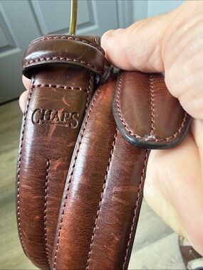 Chaps Brown Leather Belt Bag with Stitched Detail